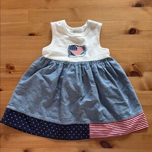 Vintage Bonnie Jean White and Blue Sleeveless Sundress Casual